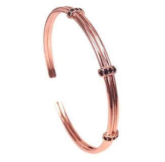 P87802 BRAZALETE DE CIRCONIO NEGRO Y ACERO INOX GOLDEN ROSE