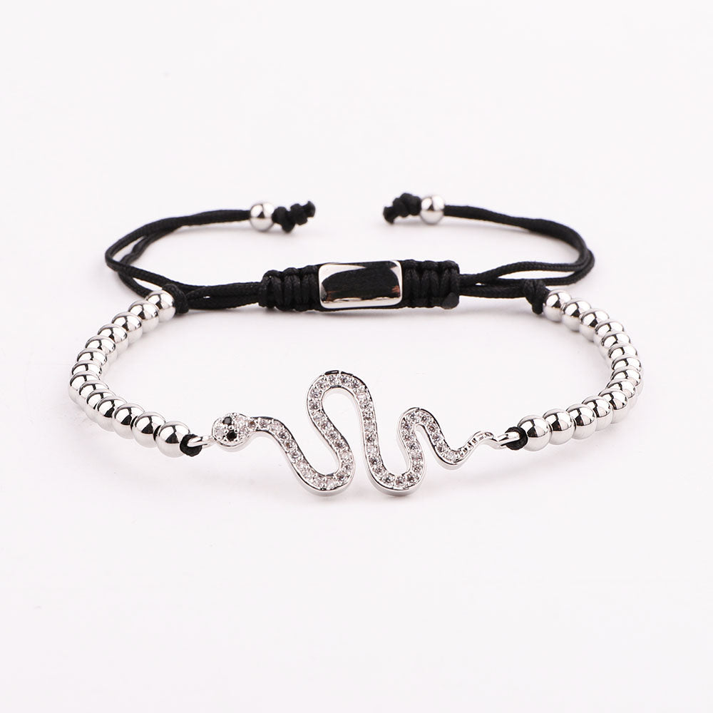 P93693 PULSERA DE SERPIENTE WHITE GOLDEN Y CUENCAS ACERO INOX.
