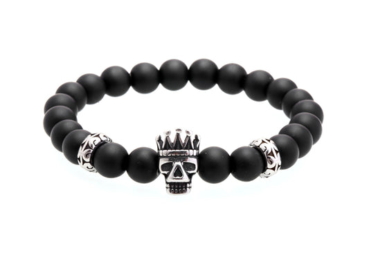 P10000 PULSERA CUENCAS NEGRAS Y CALAVERA ACERO INOX.