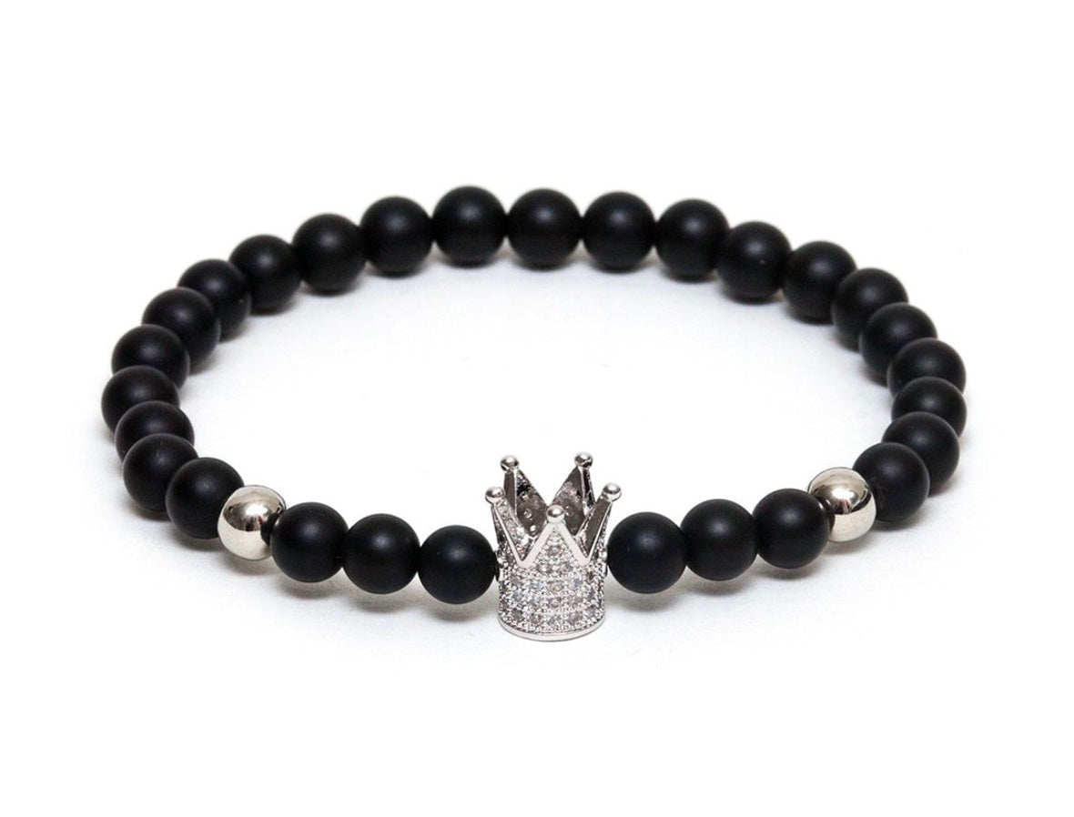 P86751 PULSERA DE îNIX NEGRO CON CORONA CON CIRCONES.