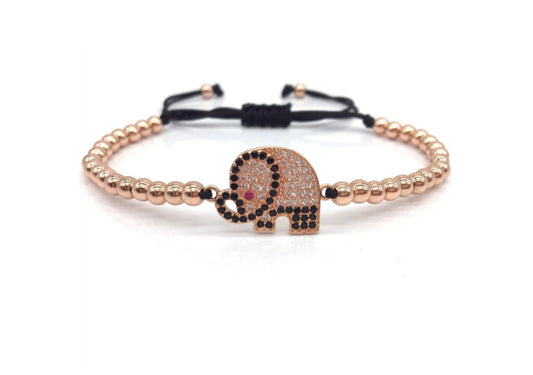 P93892 PULSERA DE ELEFANTE GOLDEN ROSE Y CUENCAS ACERO INOX.