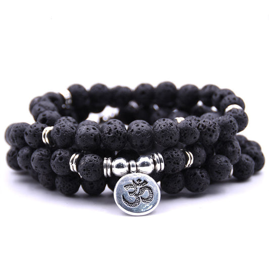 P97712 PULSERA ENROLLABLE DE PIEDRA LAVA Y MEDALLA